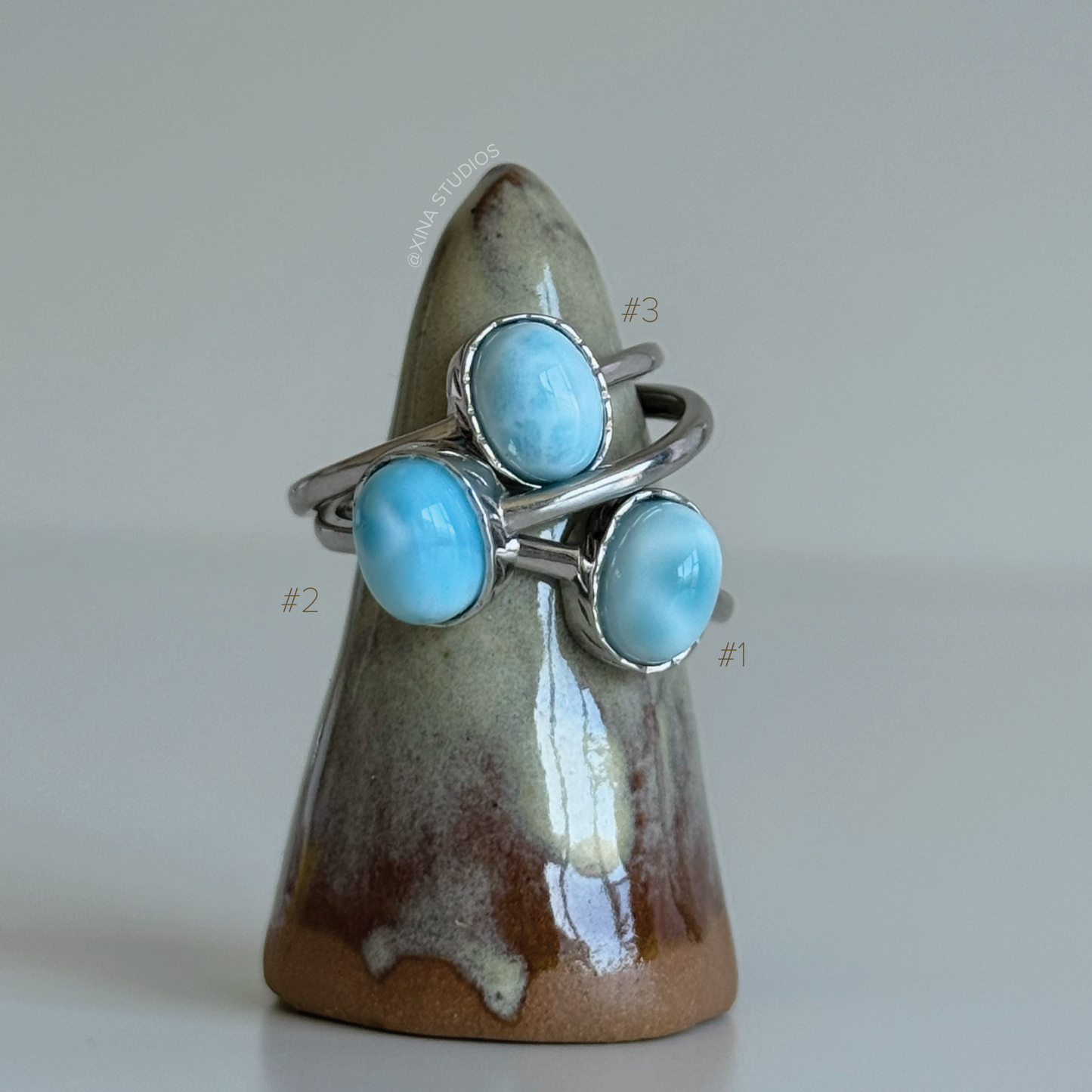 Larimar Sterling Sliver Ring Adjustable #2