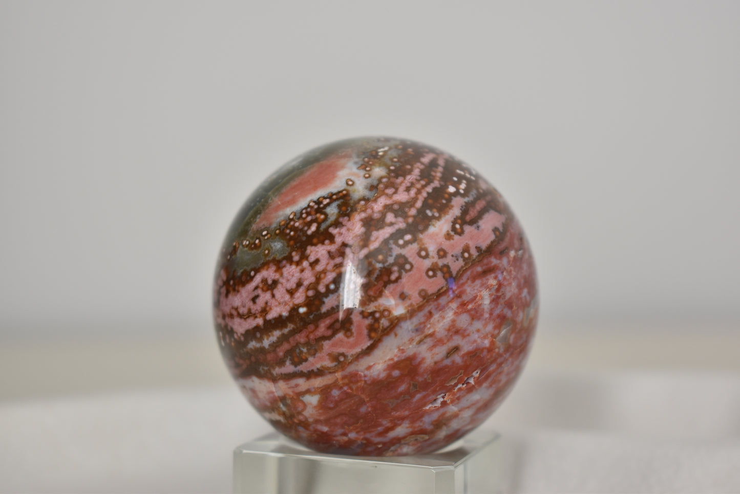 Old Stock Pink Orbicular Ocean Jasper Sphere 50mm
