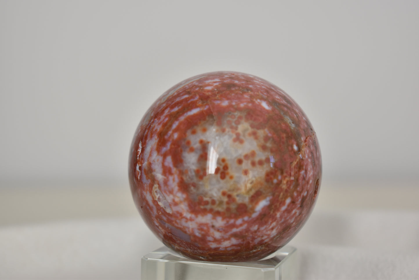 Old Stock Pink Orbicular Ocean Jasper Sphere 50mm