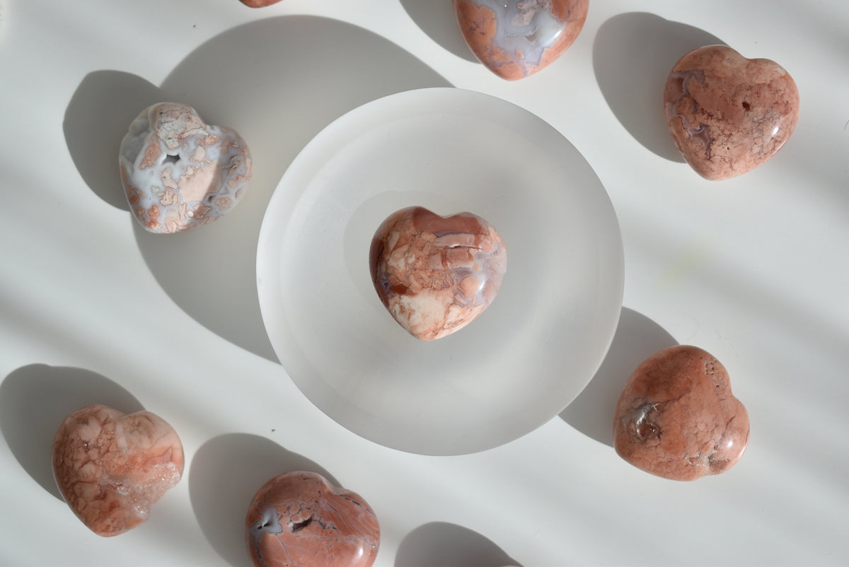 Cotton Candy Pink Agate Heart 3cm