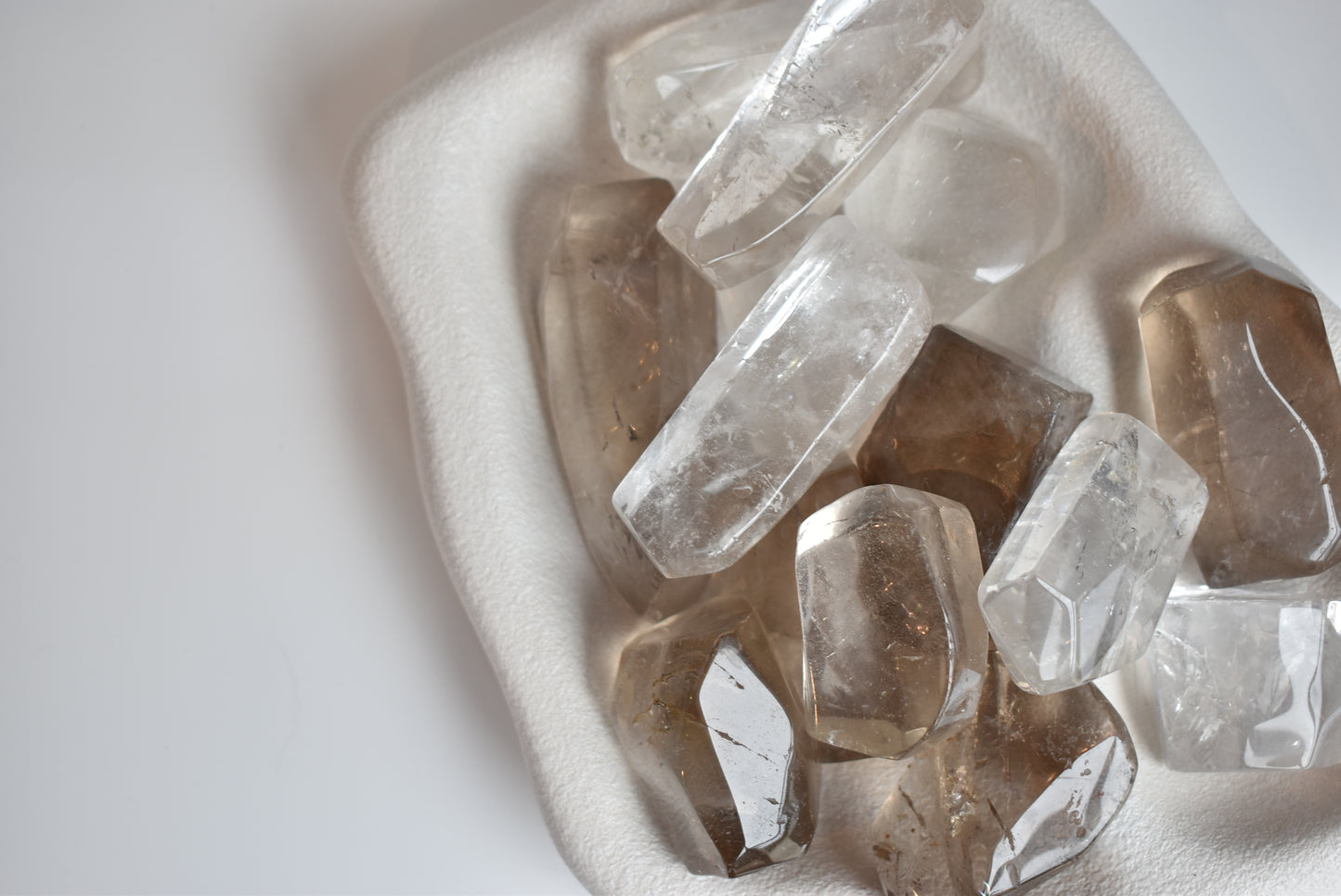 Polished freeform Clear Quartz & Smoky Quartz
