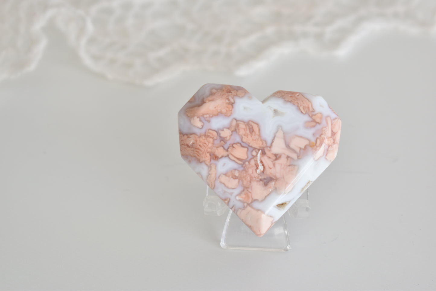 Druzy Cotton Candy Pink Agate Heart #2