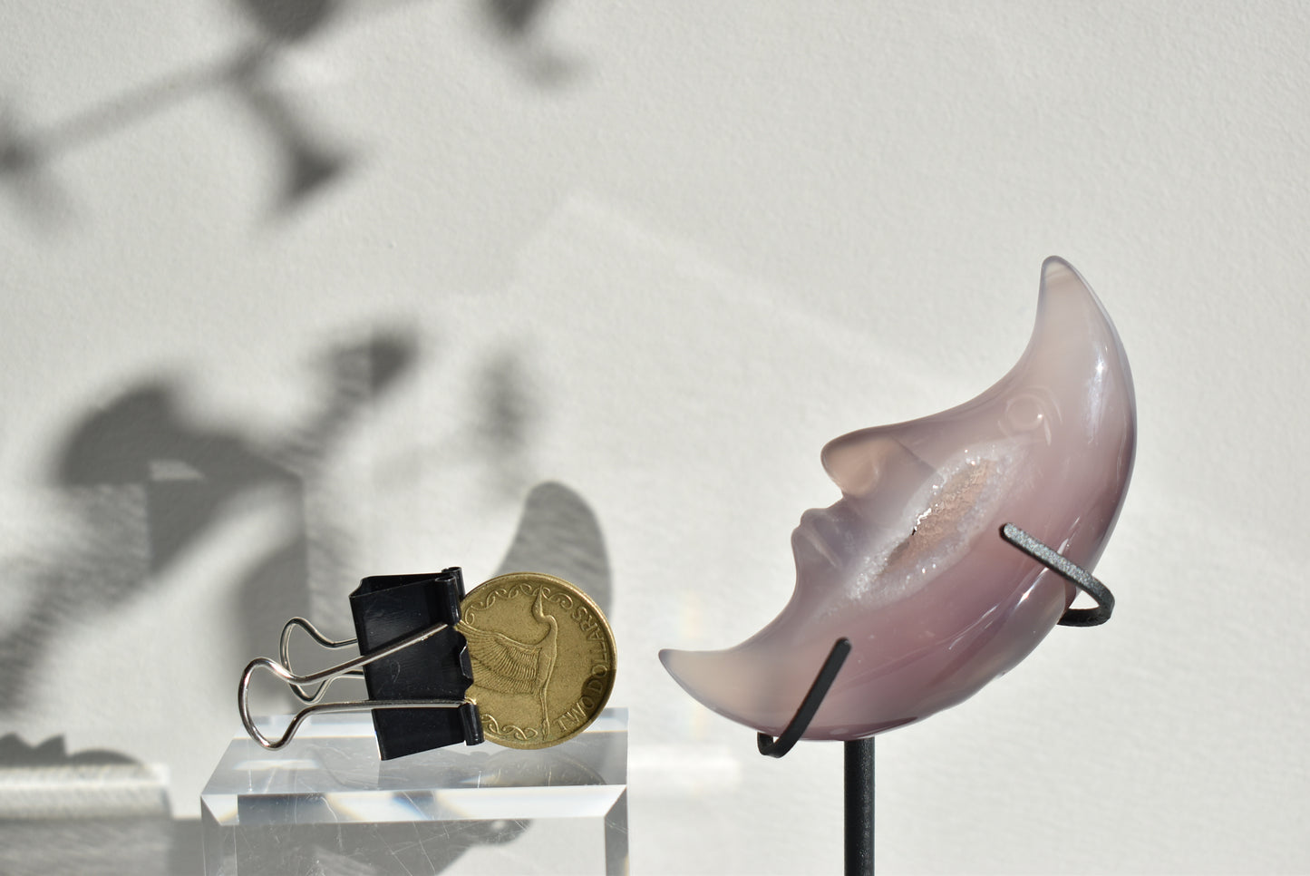 Agate Druzy Moon With Stand