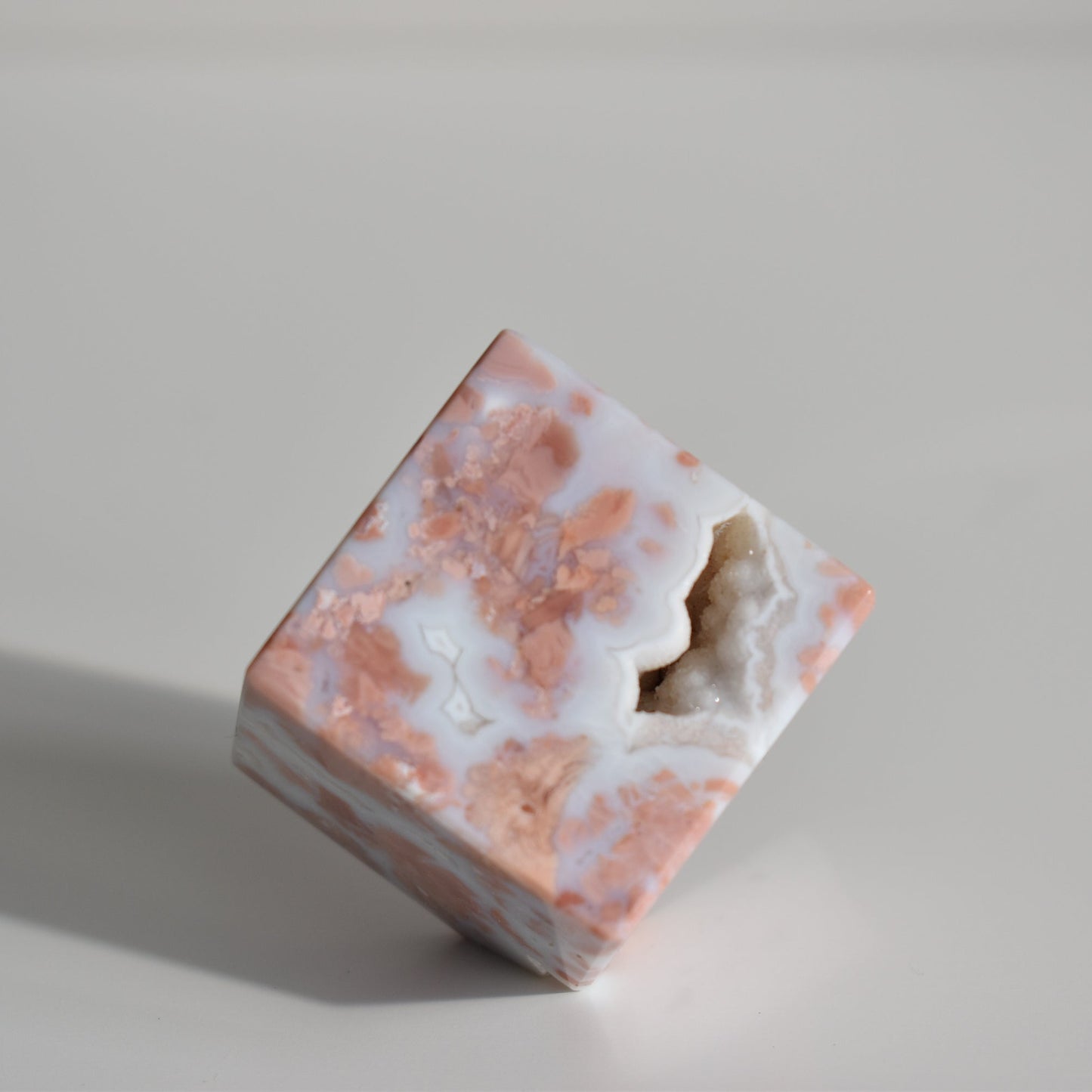 Cotton Candy Agate Cube with Druzy