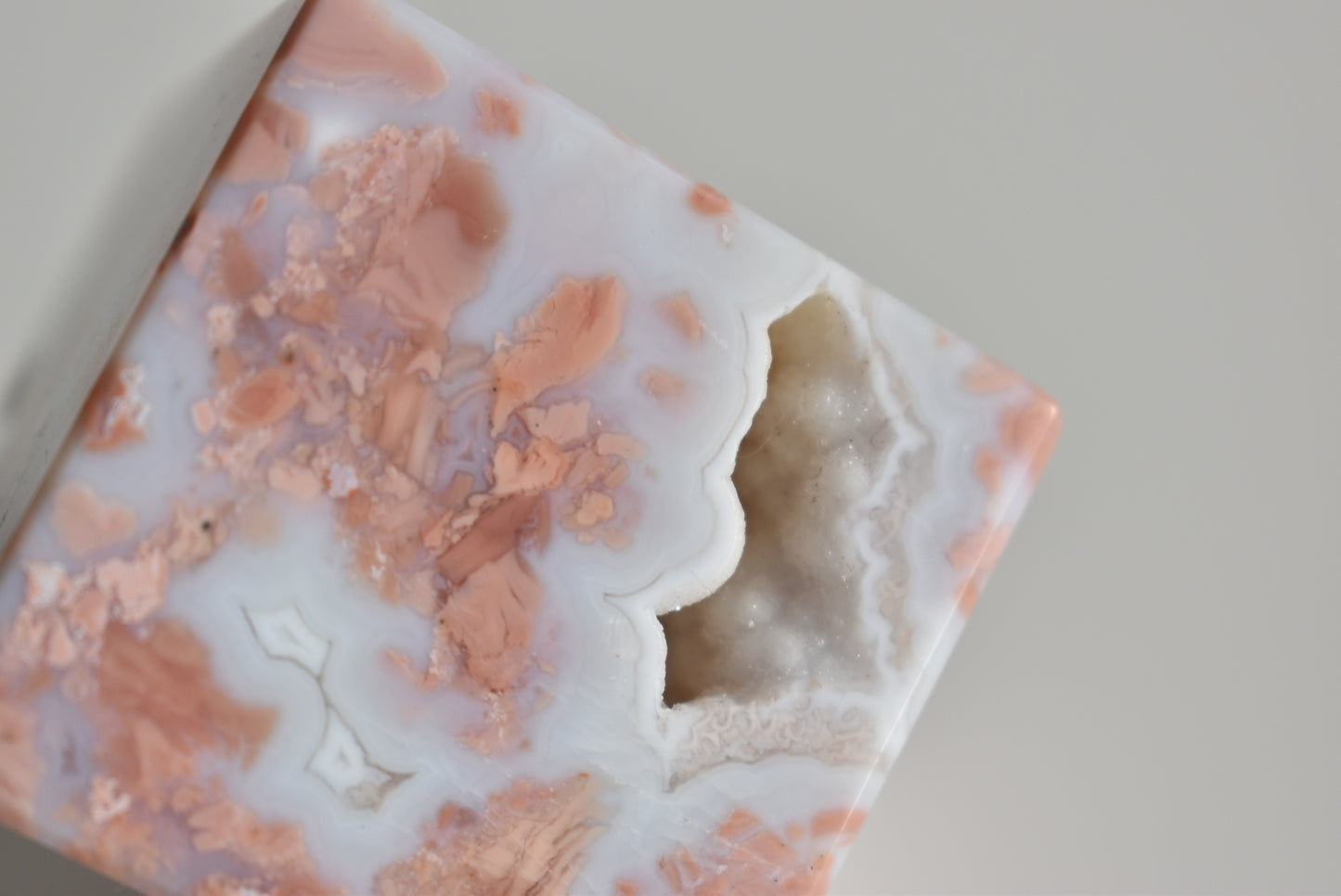 Cotton Candy Agate Cube with Druzy