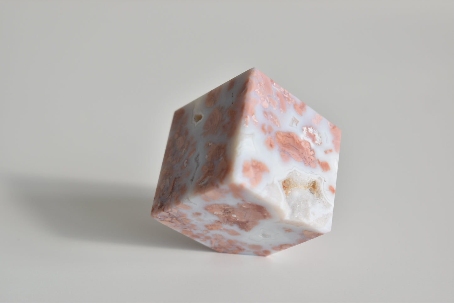 Cotton Candy Agate Cube with Druzy
