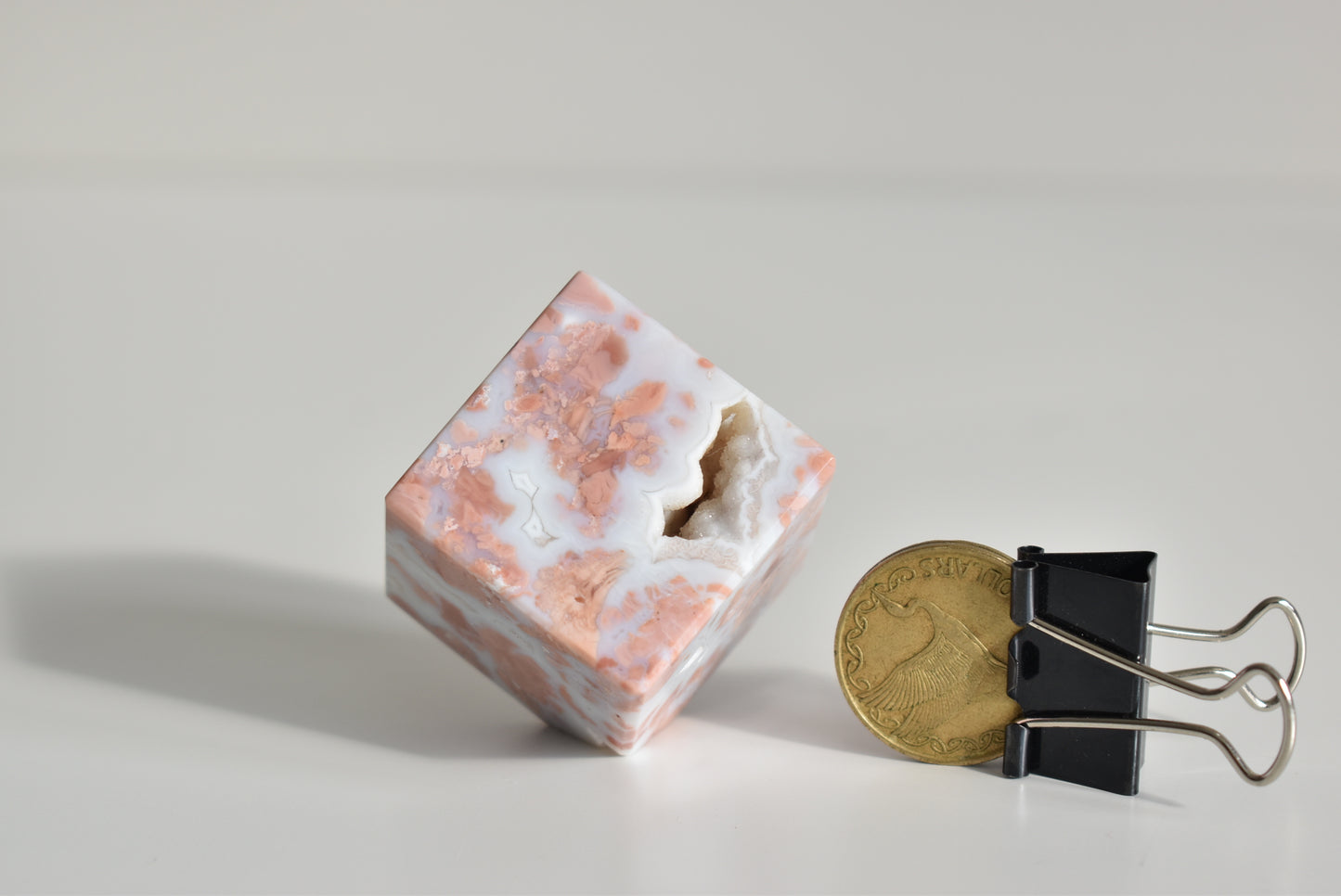 Cotton Candy Agate Cube with Druzy