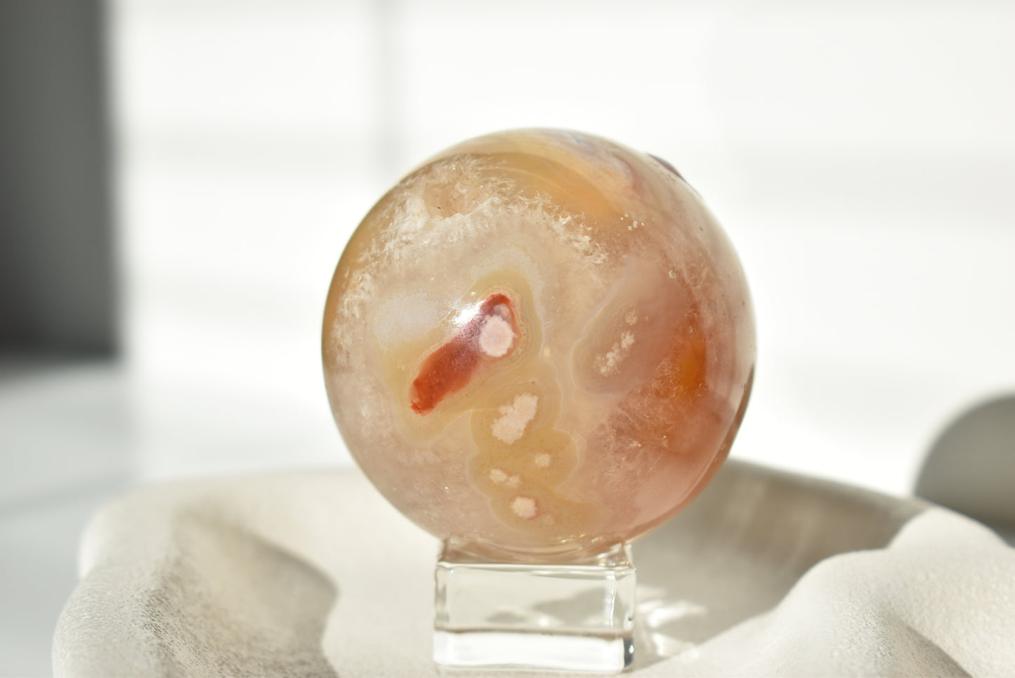 Peach Cherry Blossom Sphere with Druzy