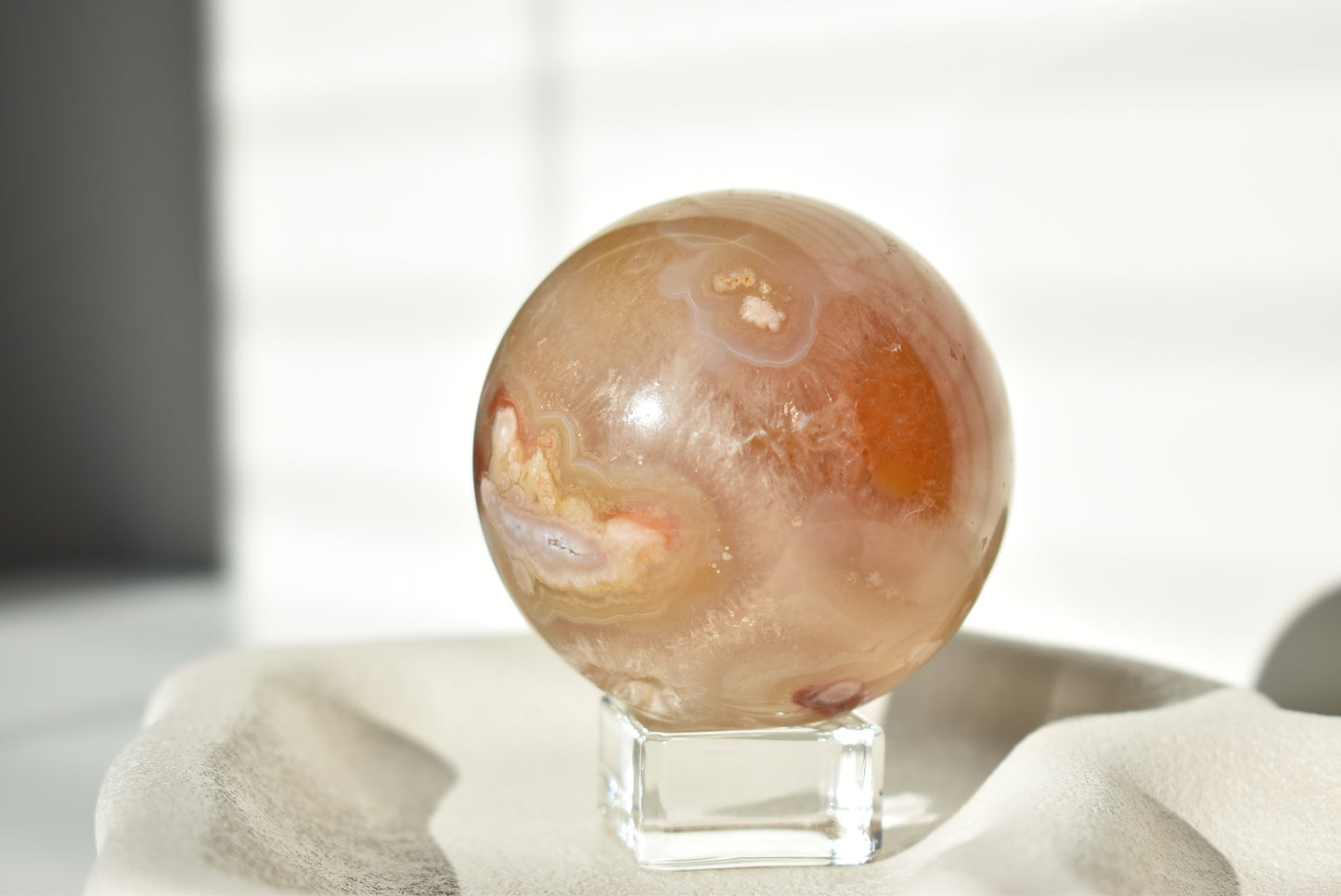 Peach Cherry Blossom Sphere with Druzy