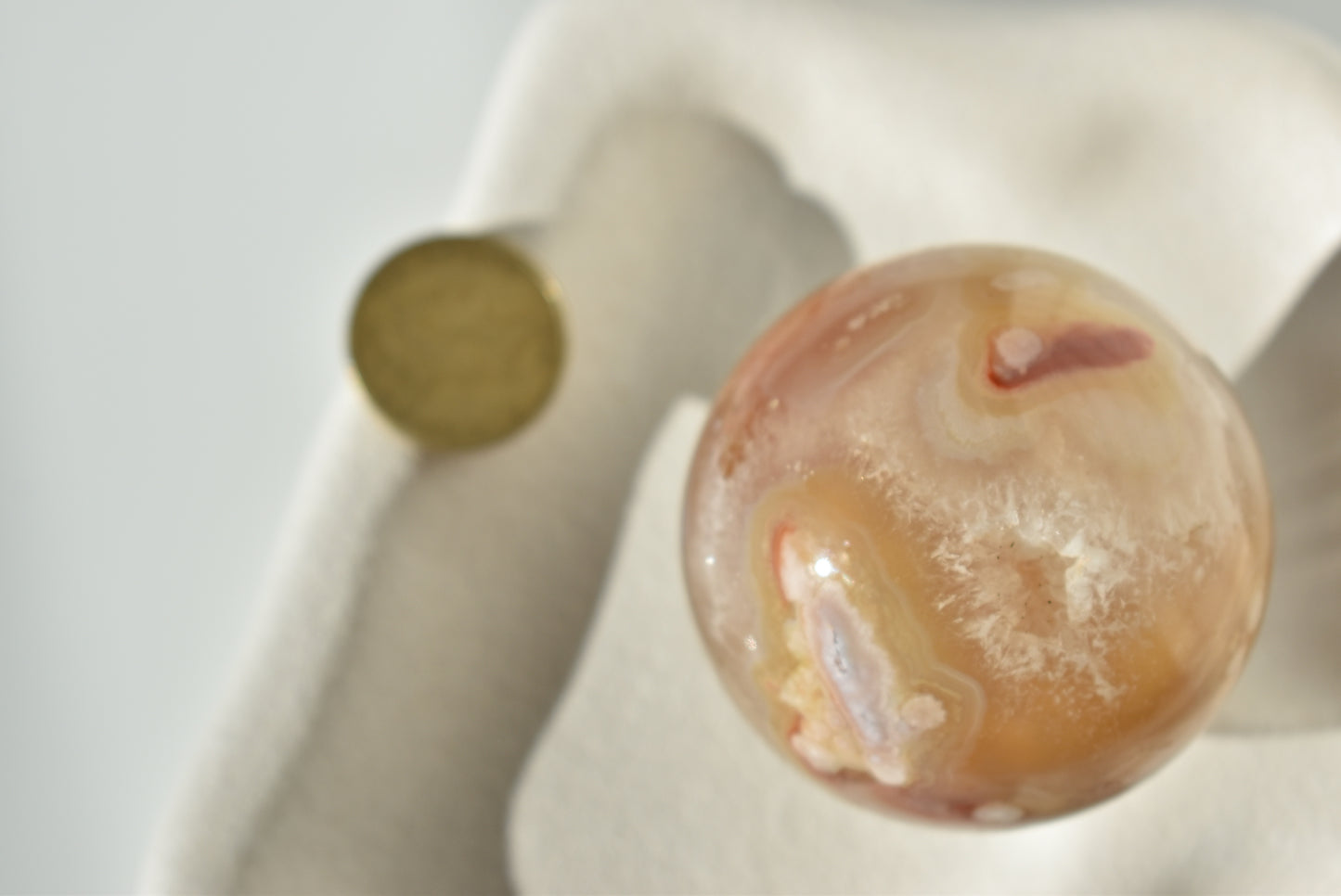 Peach Cherry Blossom Sphere with Druzy