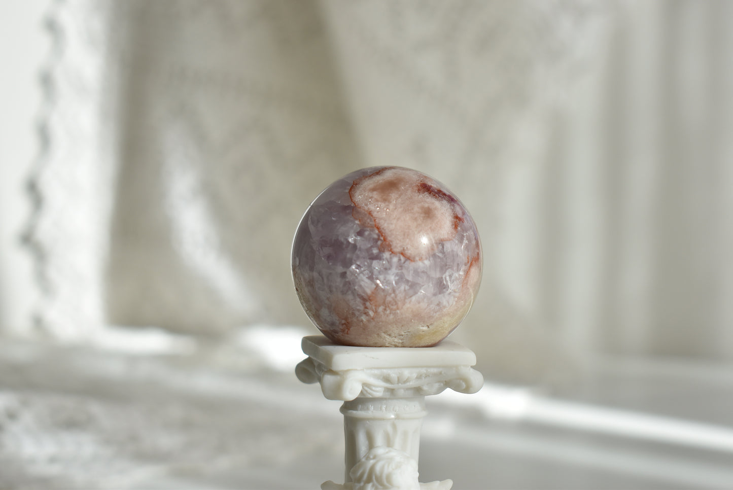 Amethyst Flower Agate Sphere Druzy #1
