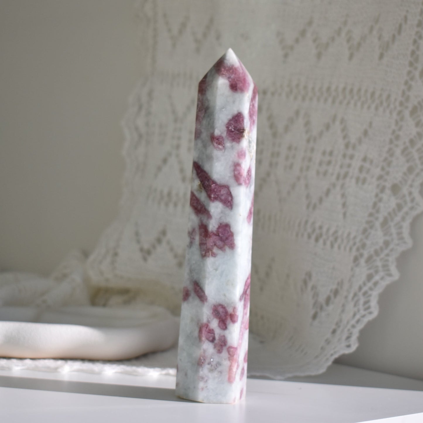 Pink tourmaline tower 672g