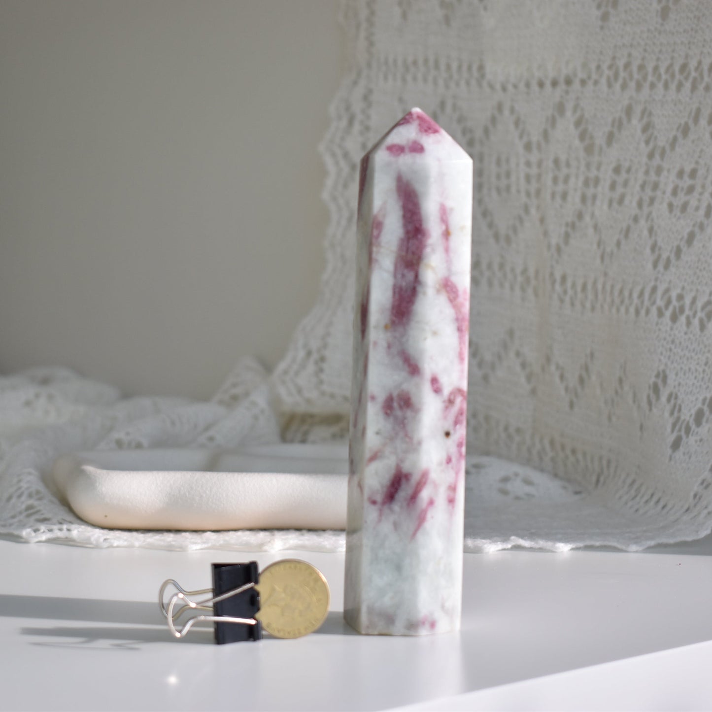 Pink tourmaline tower 453g