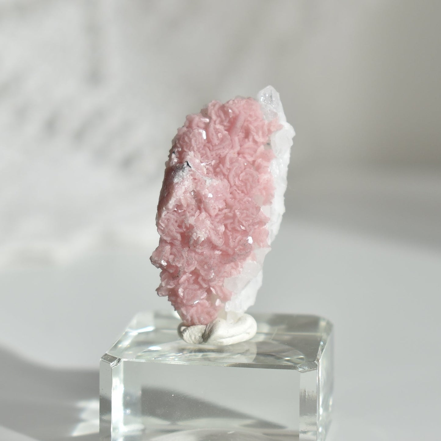 Rhodochrosite on Quartz (with pyrite) Specimen