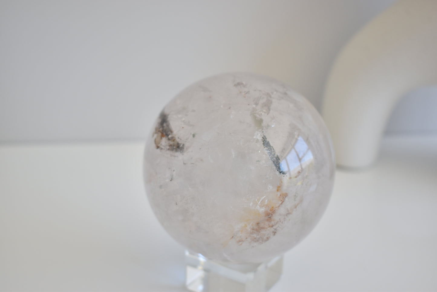 Large Clear Quartz Sphere with Black Tourmaline in Quartz 1.1kg