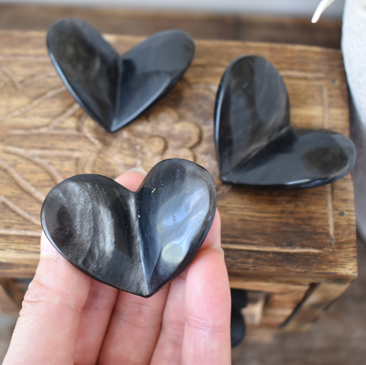 Silver Obsidian Heart