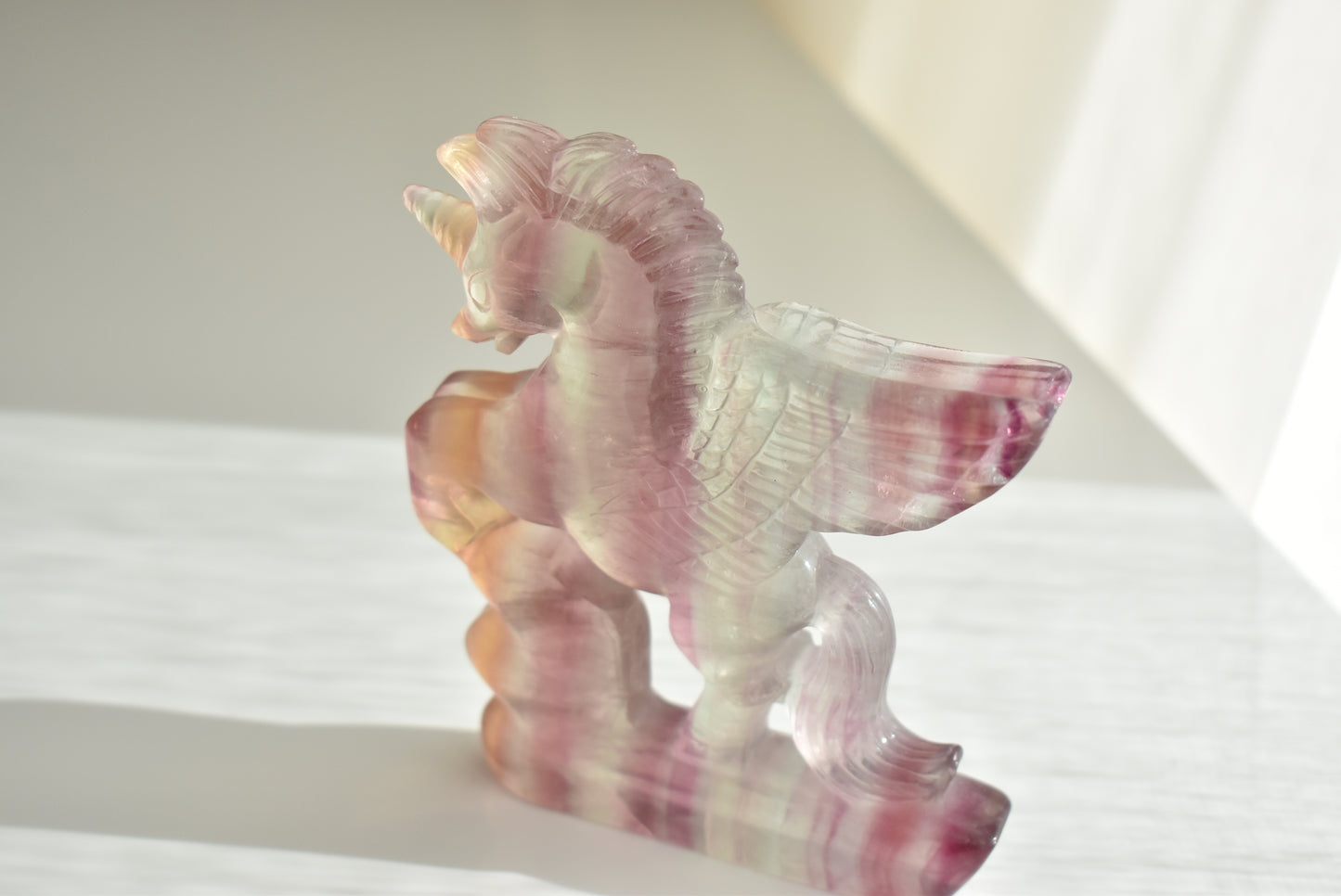 Hand Carved Candy Fluorite Unicorn Carving