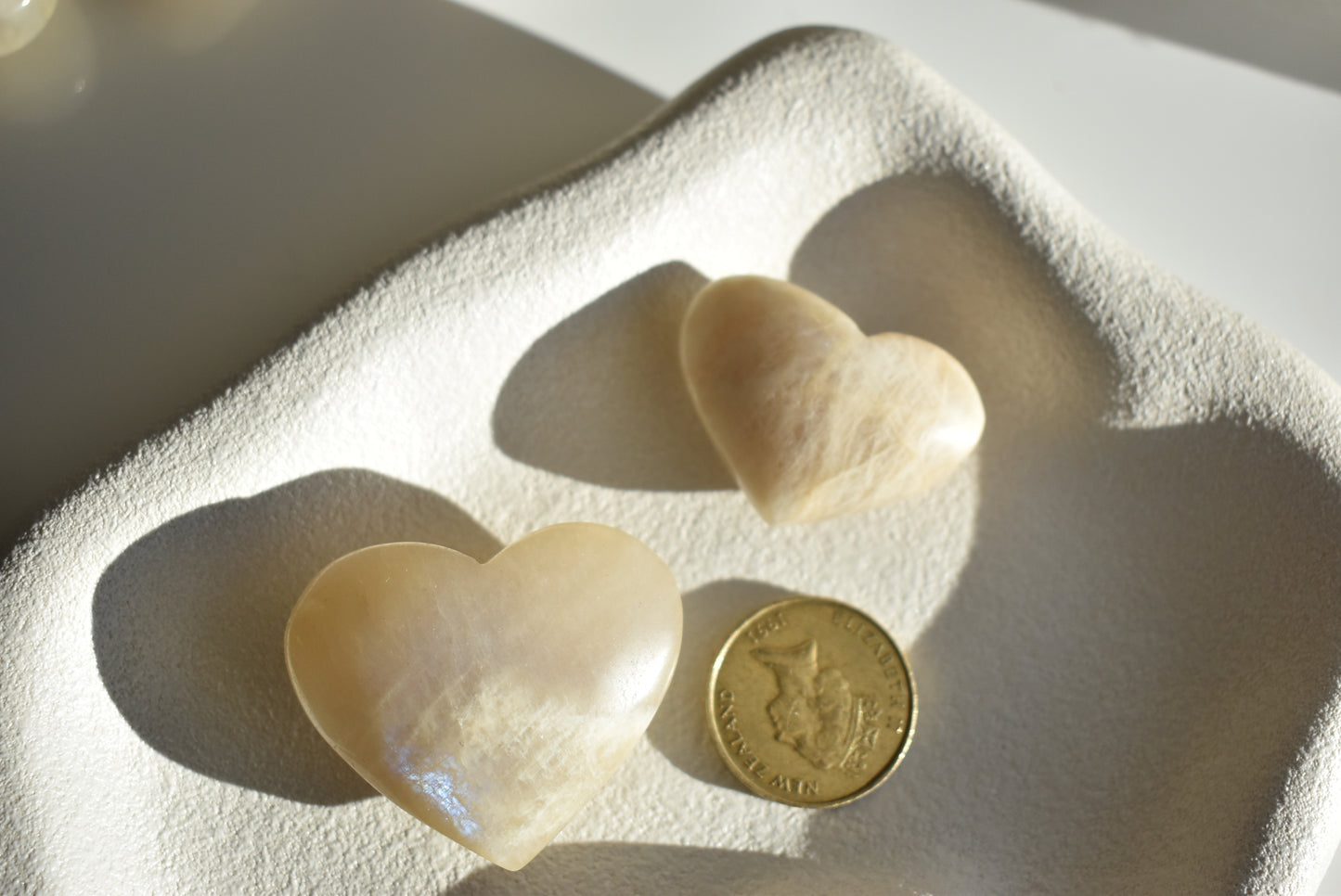 Moonstone heart with blue flash