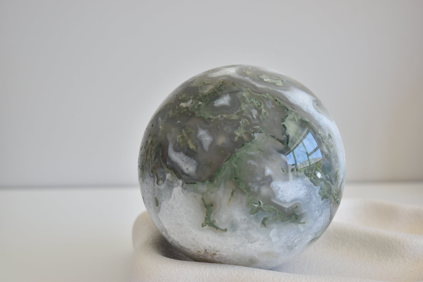 Extra Large Moss Agate Sphere (Druzy) 1448g