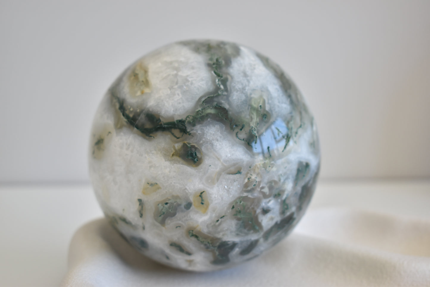 Extra Large Moss Agate Sphere (Druzy) 1448g
