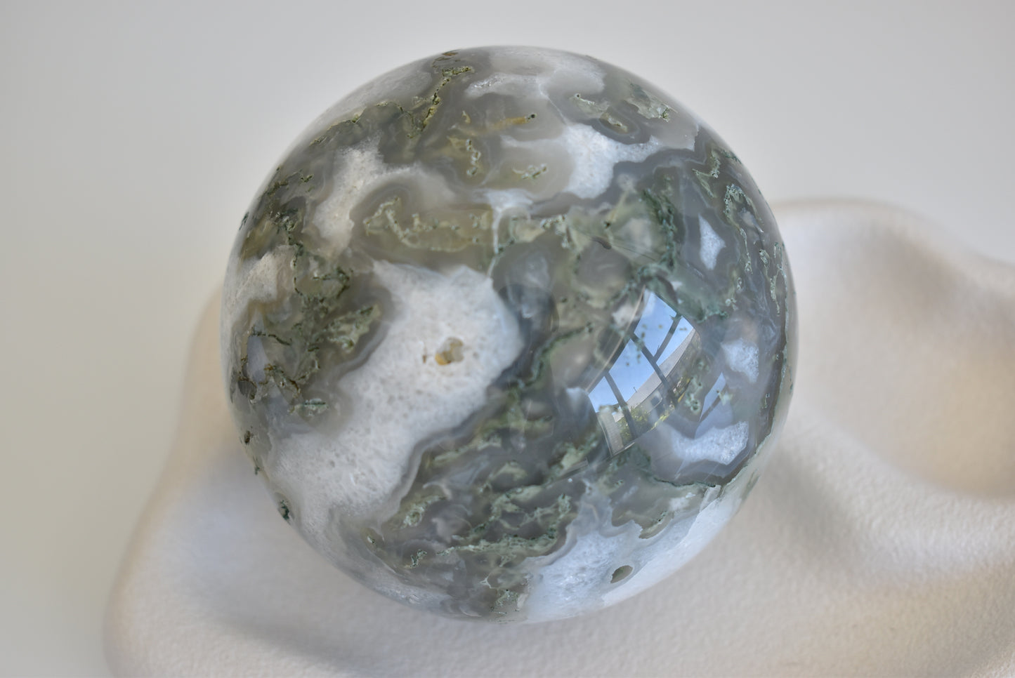 Extra Large Moss Agate Sphere (Druzy) 1448g
