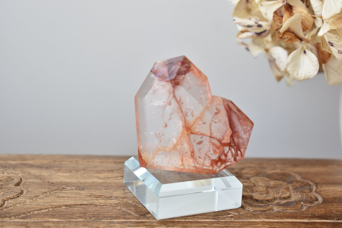 Fire (Hematoid) Quartz Facet Heart #1