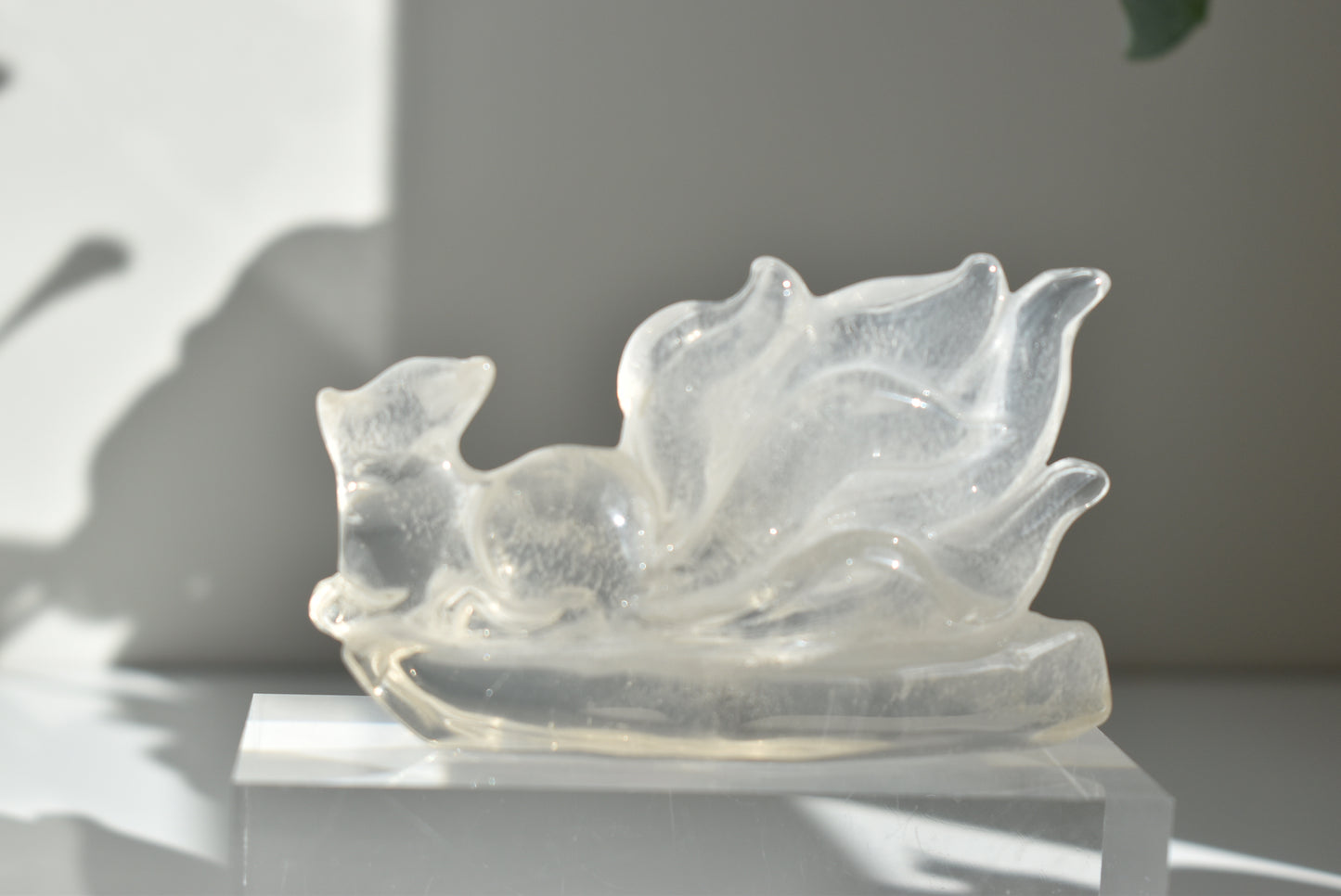Clear Quartz Fox Carving