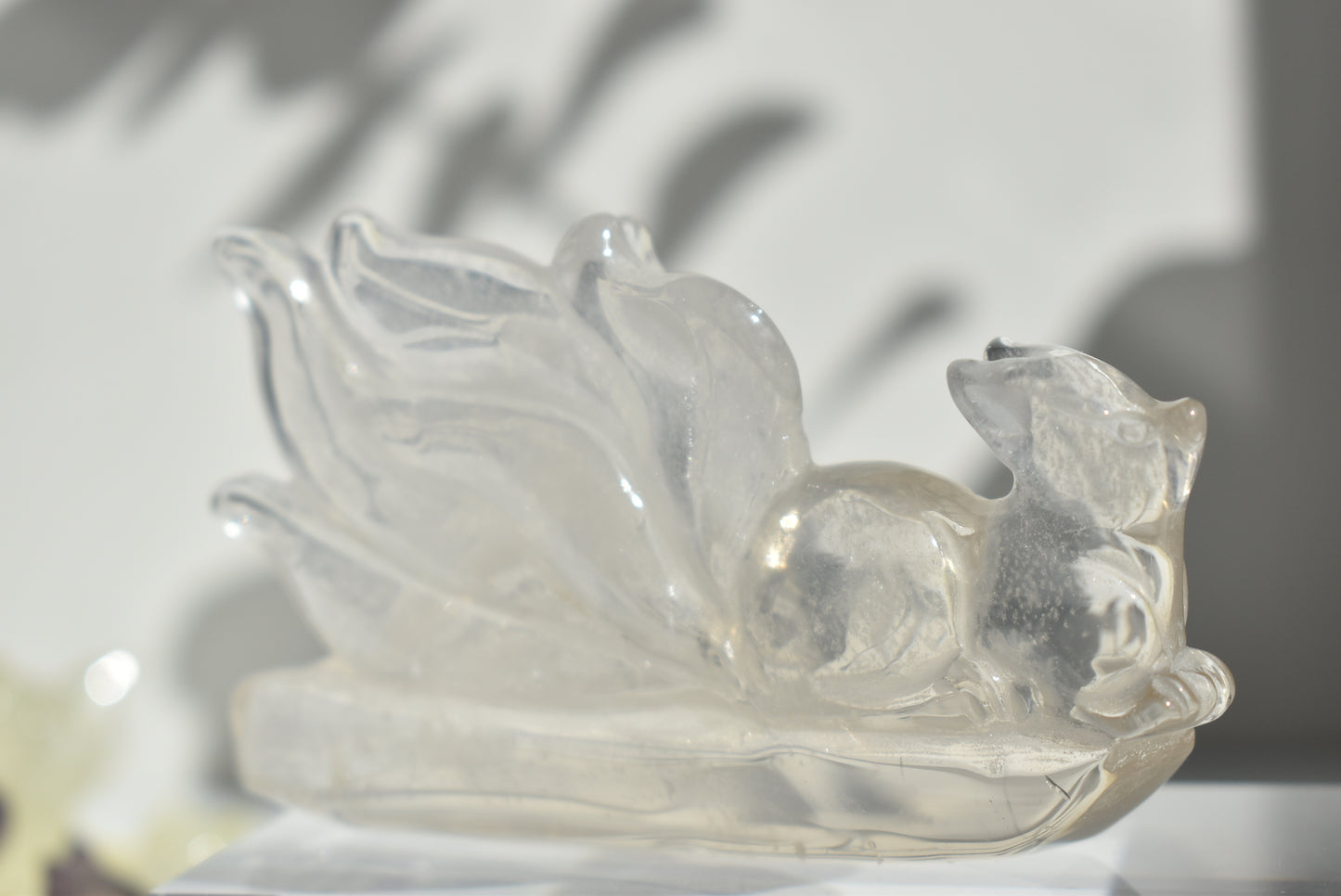 Clear Quartz Fox Carving