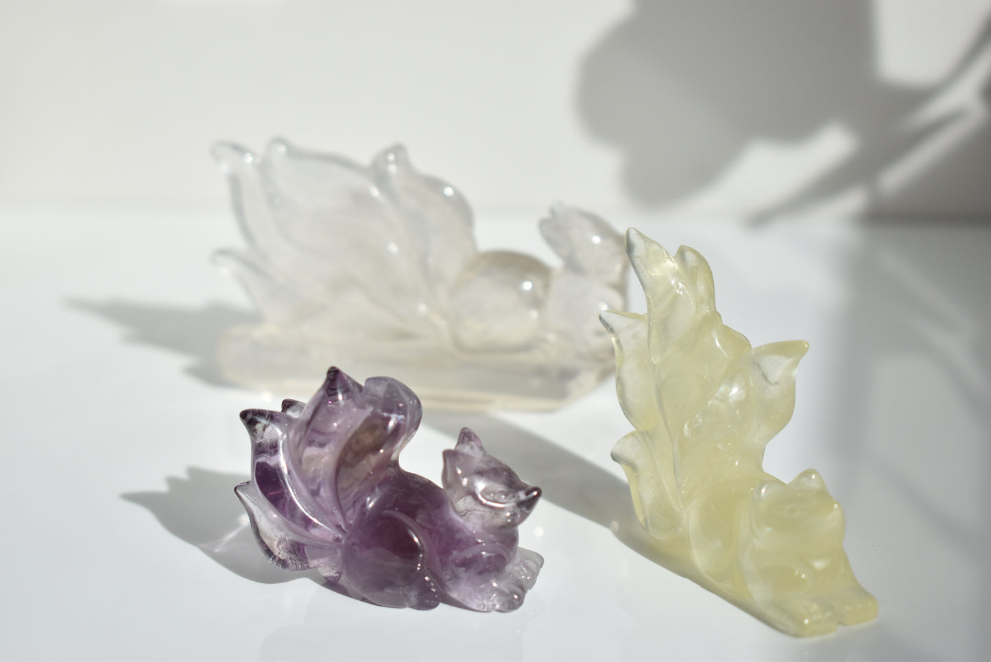 Clear Quartz Fox Carving