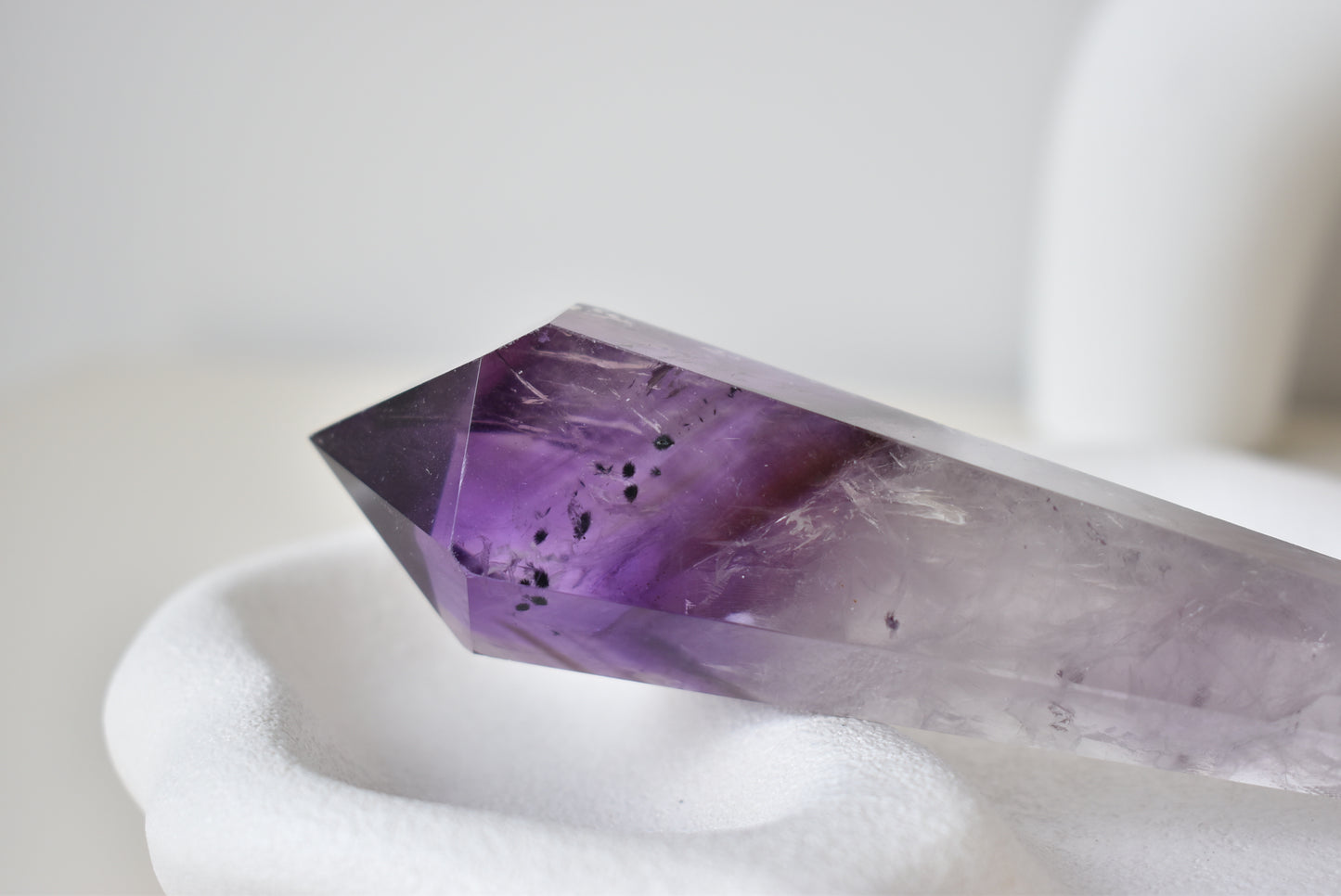 HG Hollandite Amethyst Wand with Stand