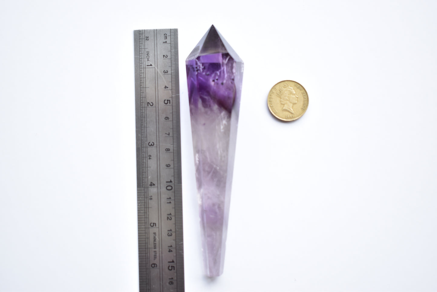 HG Hollandite Amethyst Wand with Stand