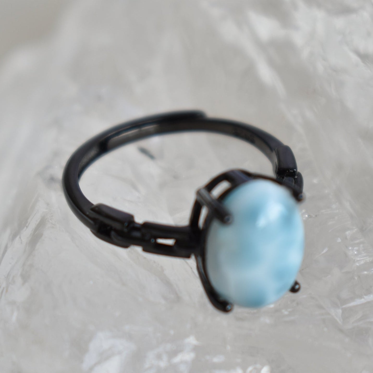 Larimar Sterling Sliver Ring Adjustable (video)