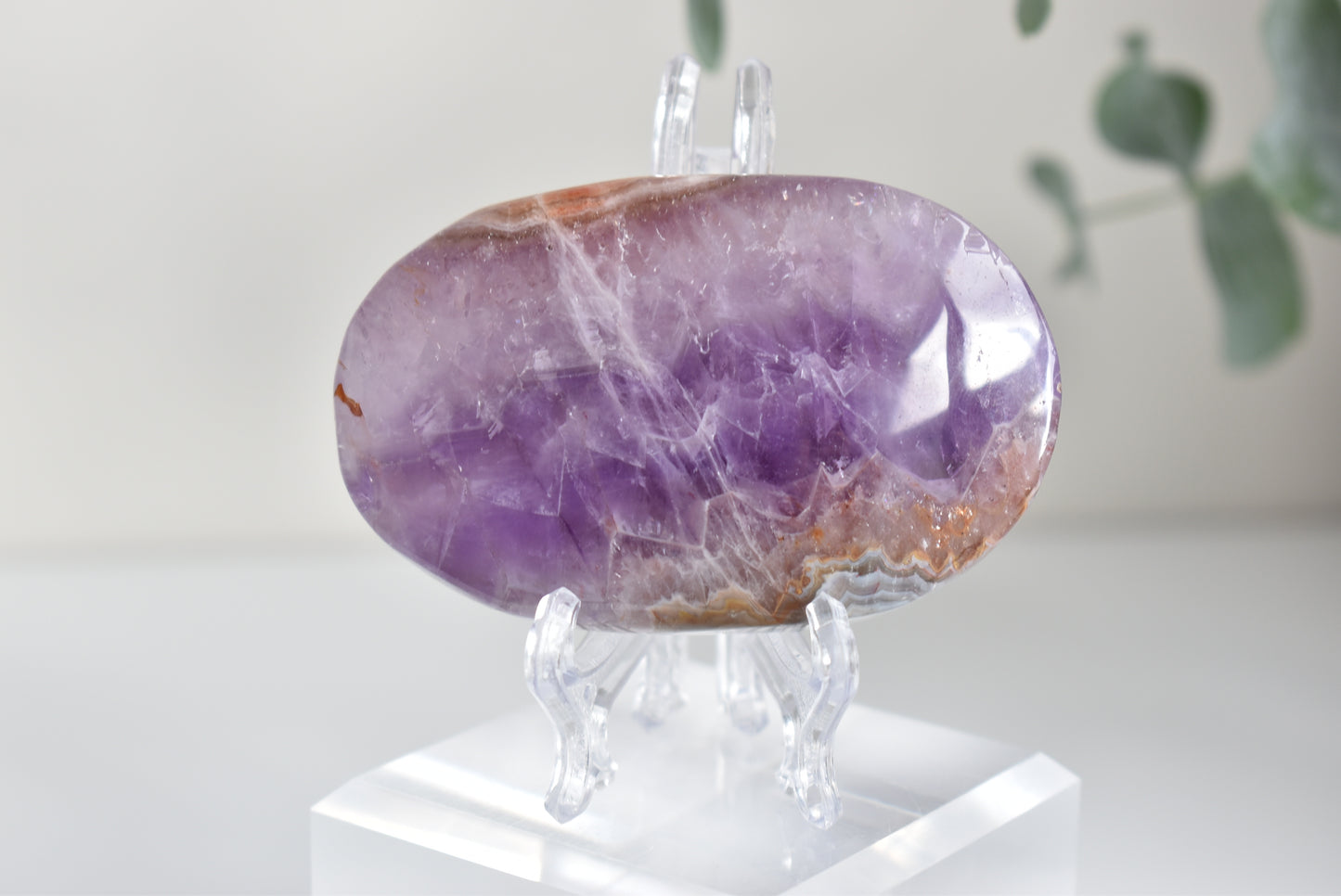Large Mexican amethyst crazy lace agate Palmstone