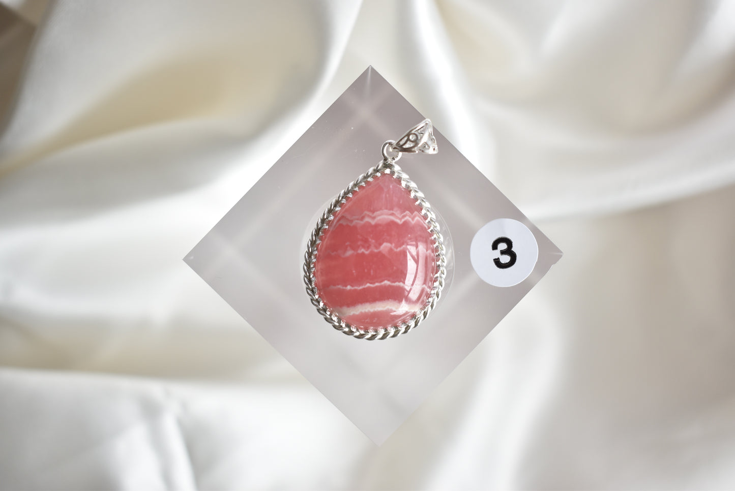HG Rhodochrosite Sterling Sliver Pendant (Video)
