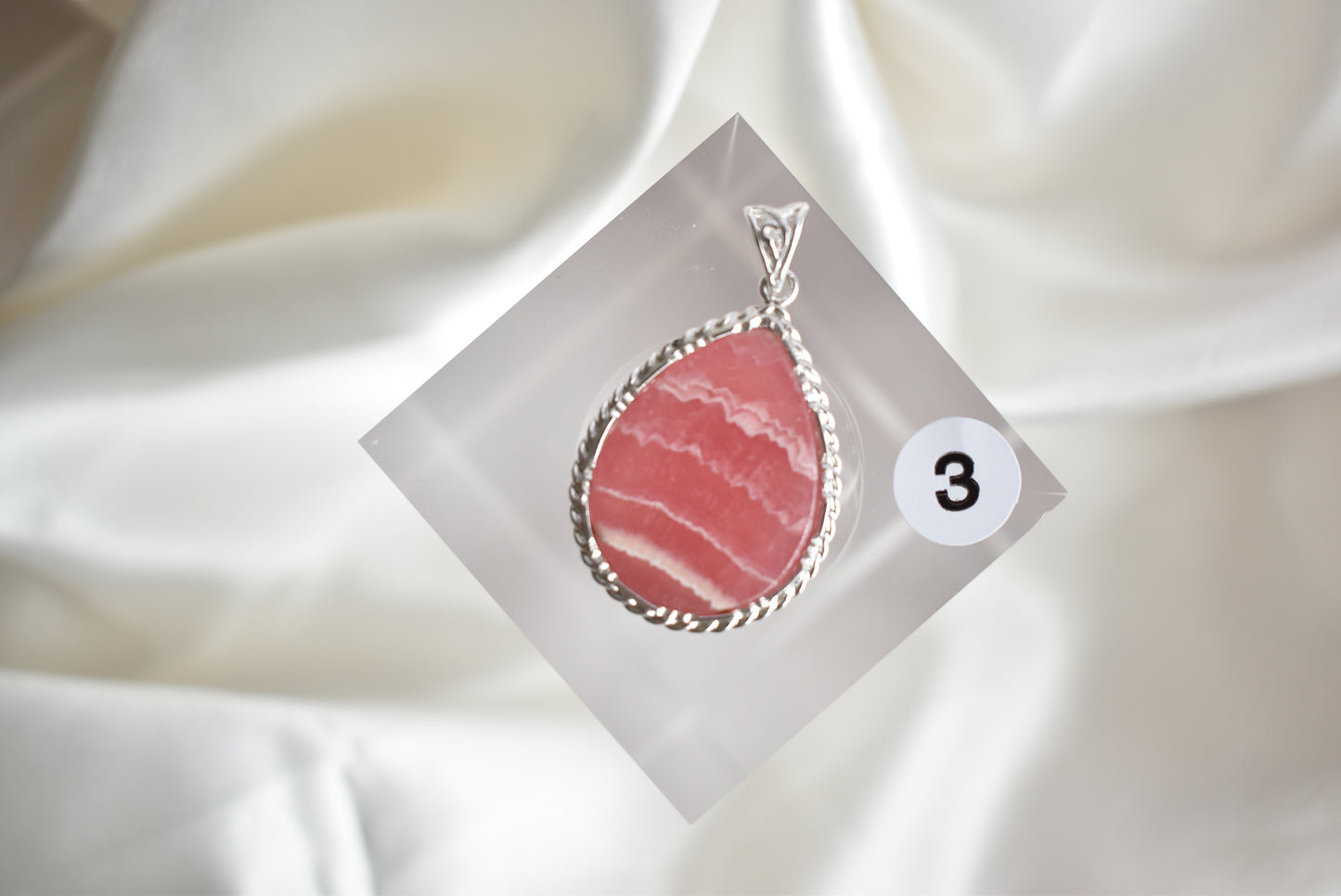 HG Rhodochrosite Sterling Sliver Pendant (Video)