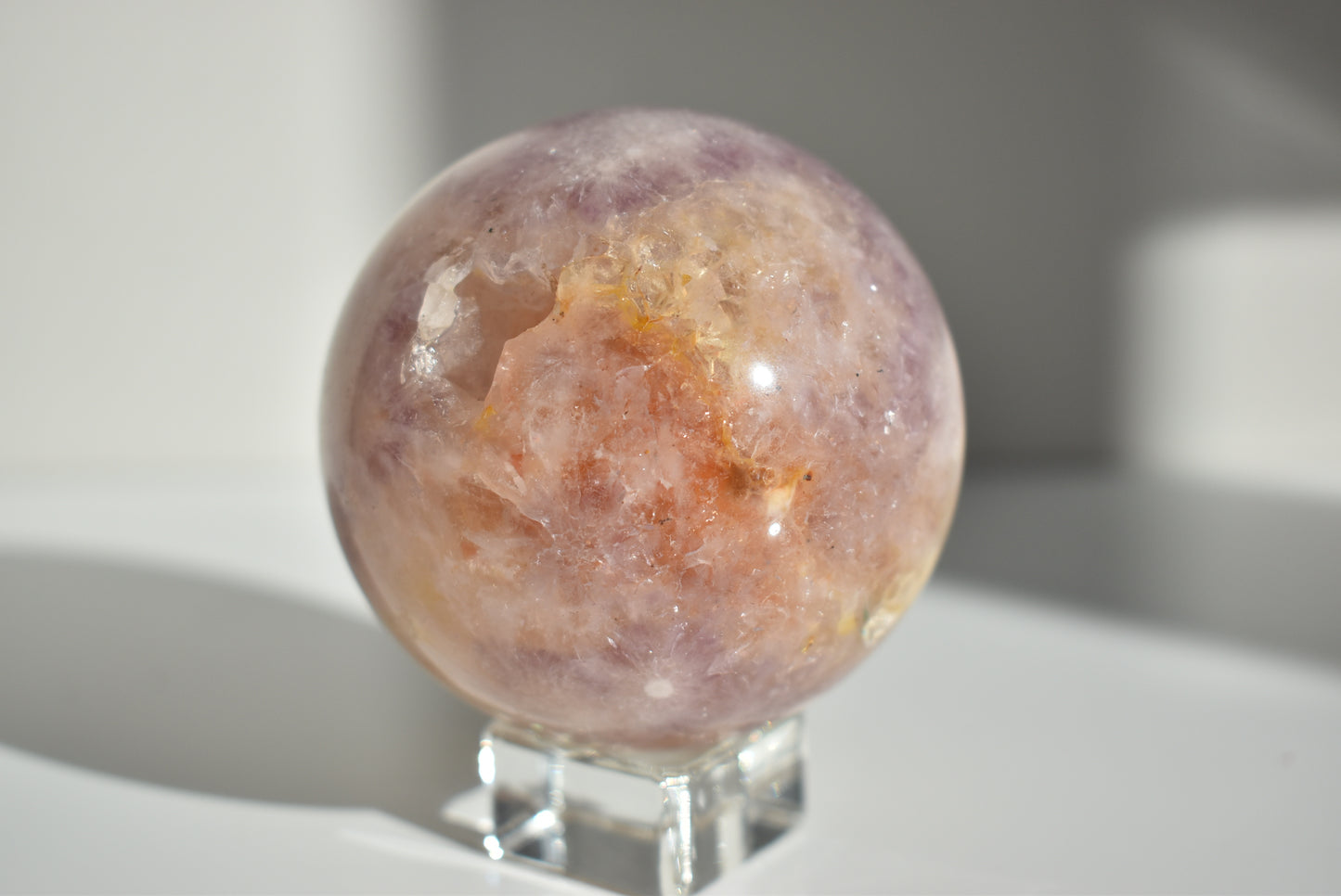 Pink Amethyst Flower Agate Sphere Druzy