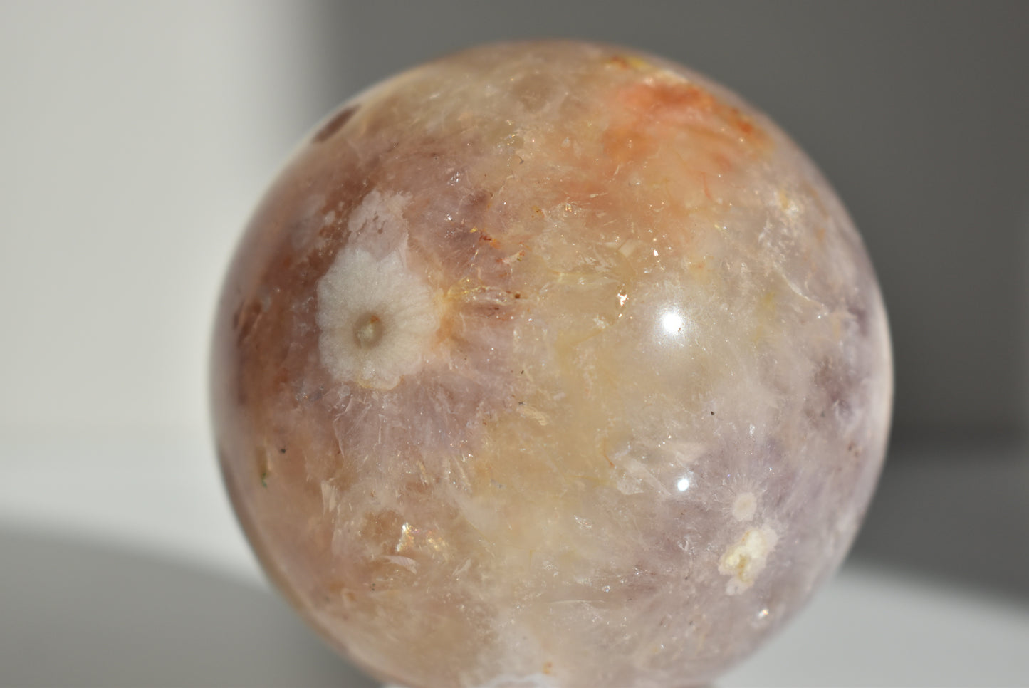 Pink Amethyst Flower Agate Sphere Druzy