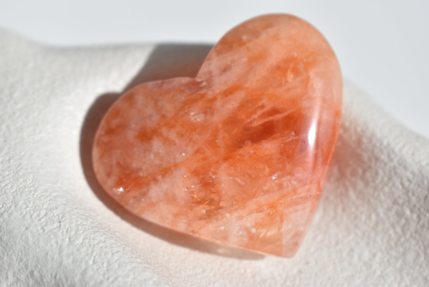 High Grade Fire Quartz Heart with Rainbow #3