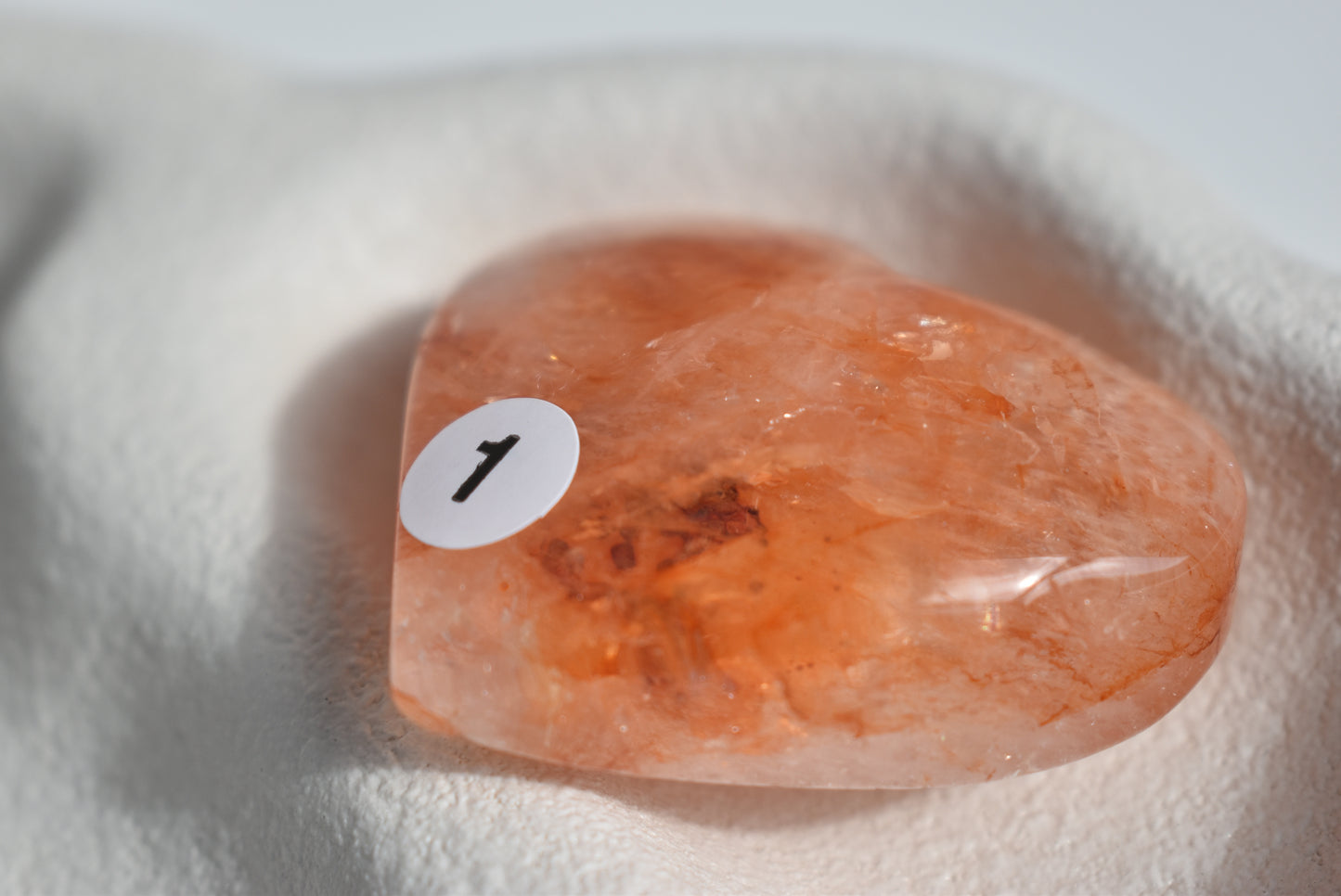 High Grade Fire Quartz Heart with Rainbow #1