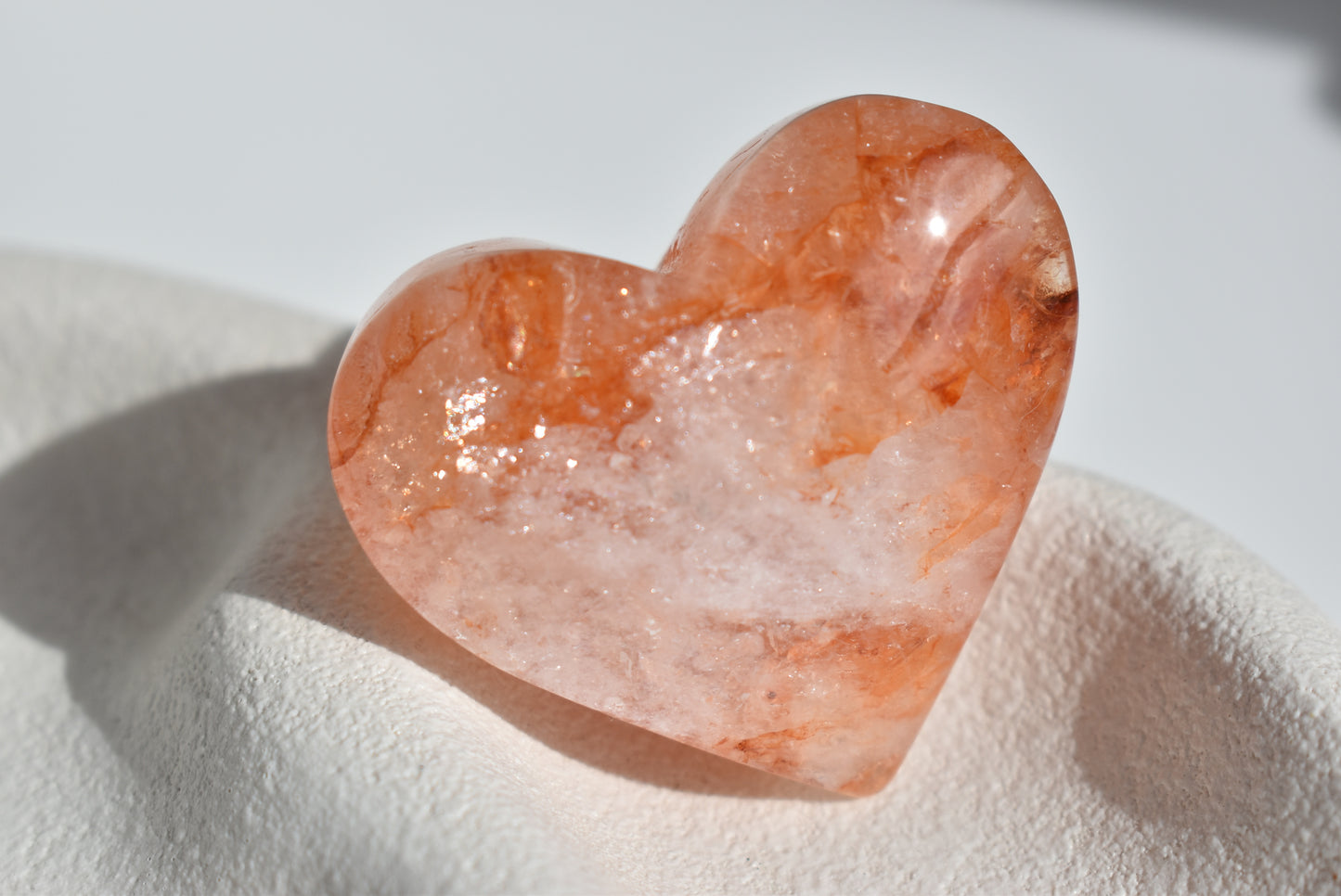 High Grade Fire Quartz Heart with Rainbow #1
