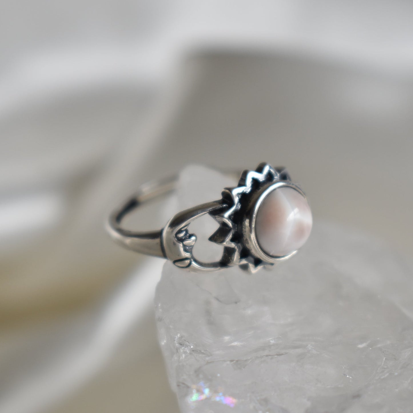 Pink Larimar Sterling Sliver Ring Adjustable #2