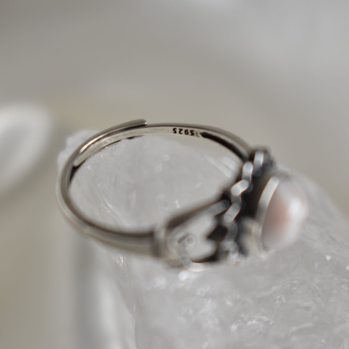 Pink Larimar Sterling Sliver Ring Adjustable #2