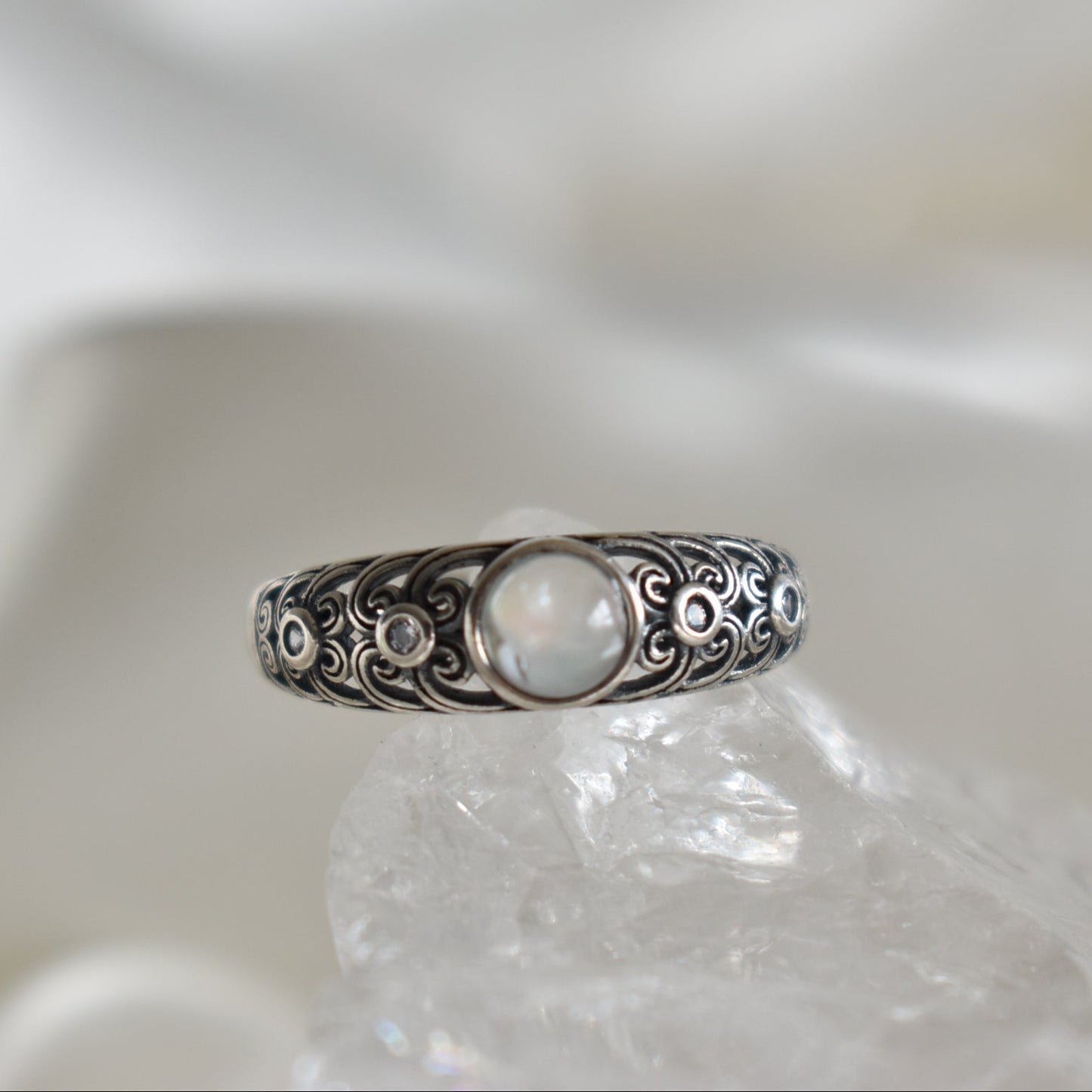 Moonstone Sterling Sliver Ring Adjustable