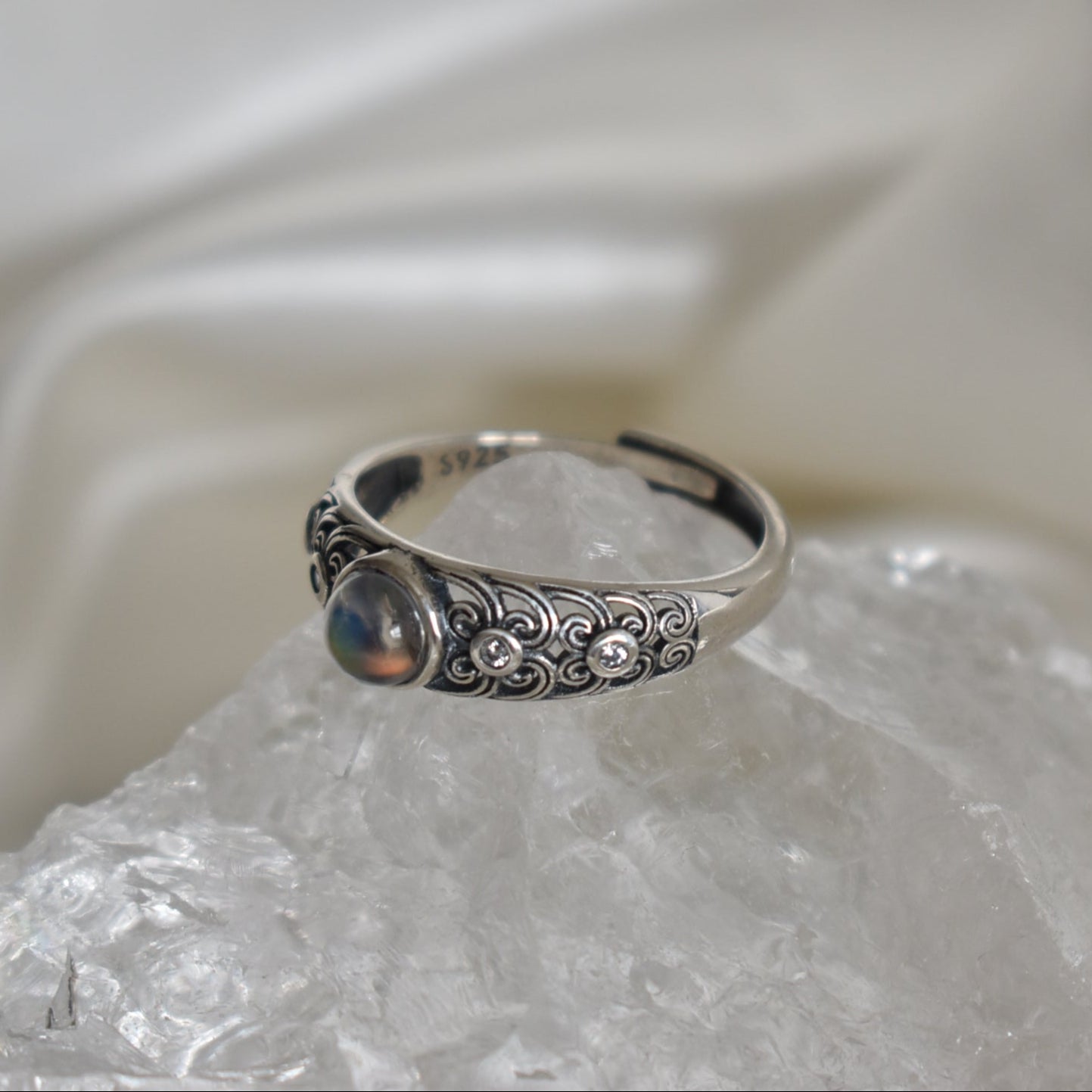 Moonstone Sterling Sliver Ring Adjustable
