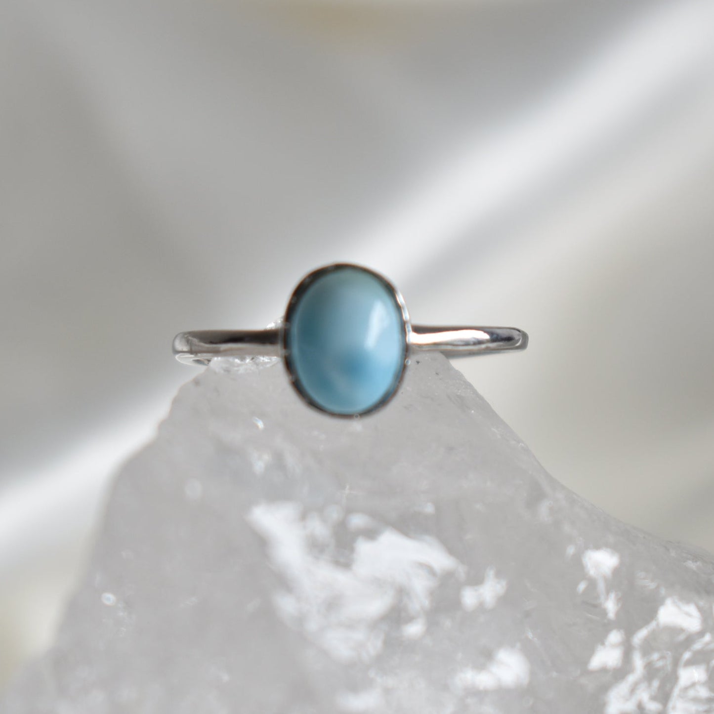 Larimar Sterling Sliver Ring Adjustable #2