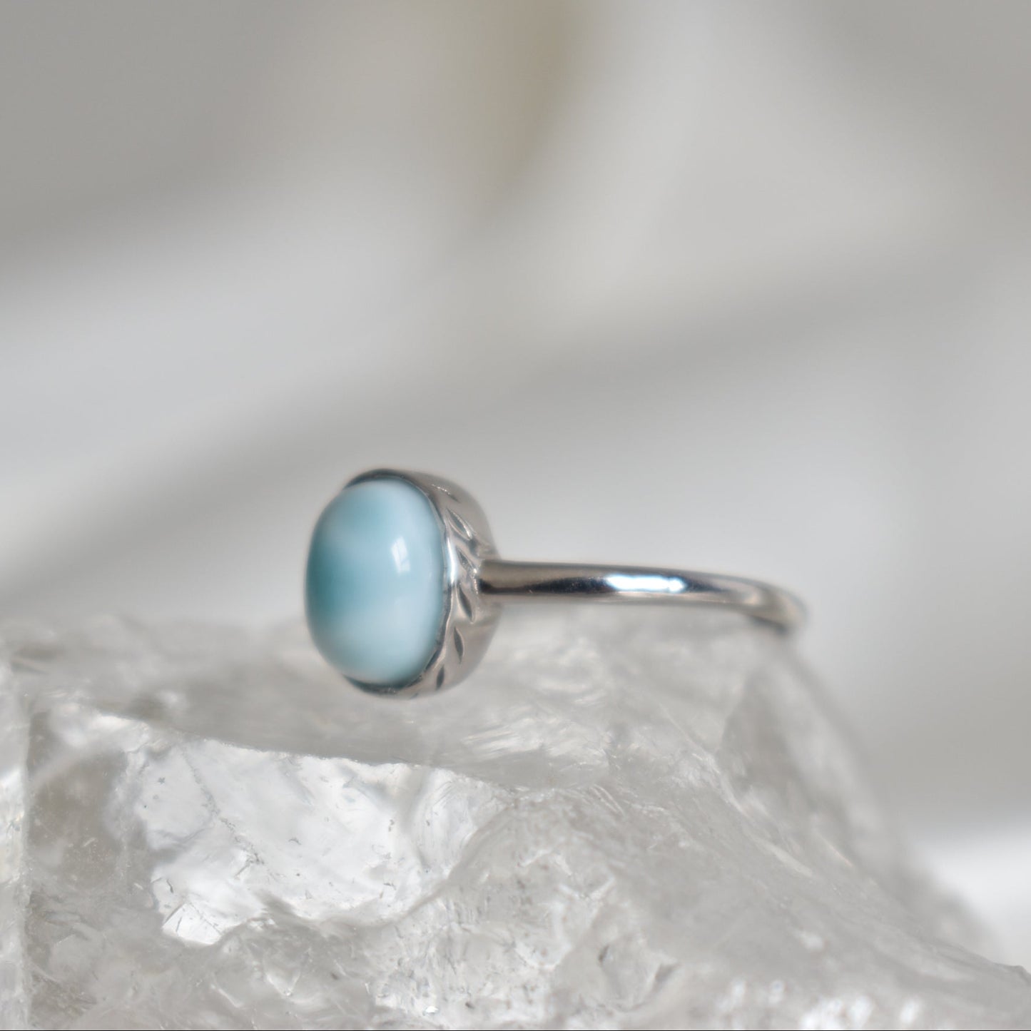 Larimar Sterling Sliver Ring Adjustable #1