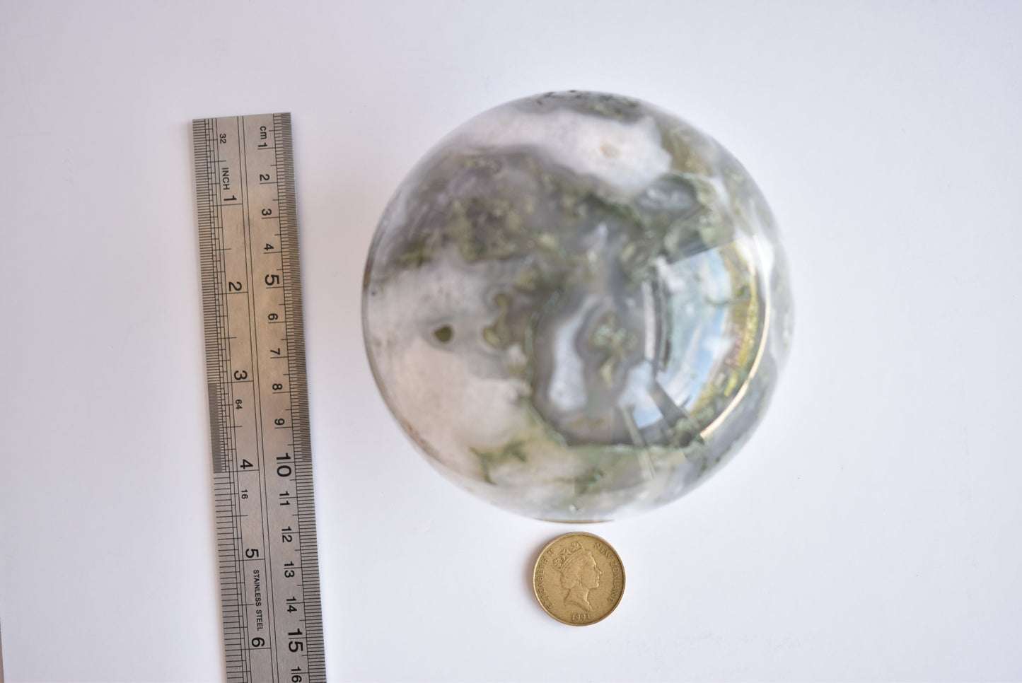 Extra Large Moss Agate Sphere (Druzy) 1448g