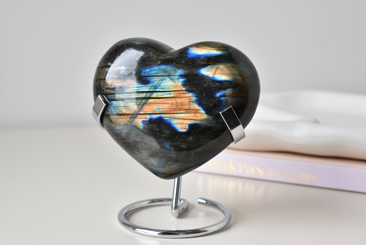 Large Labradorite Heart 557g with Stand