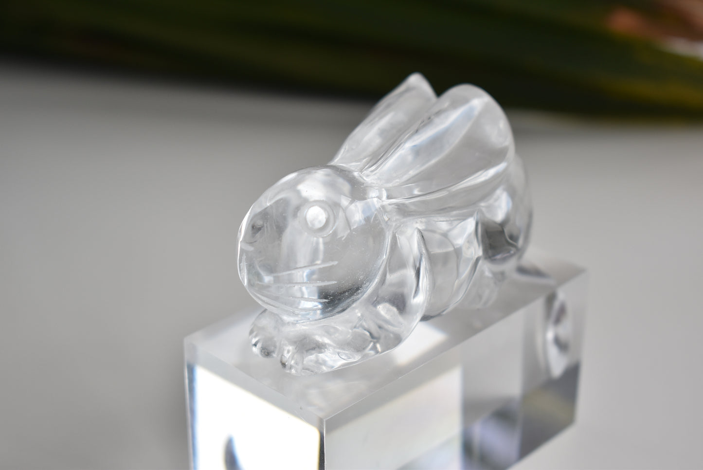 Handcarved High Grade Clear Quartz Rabbit