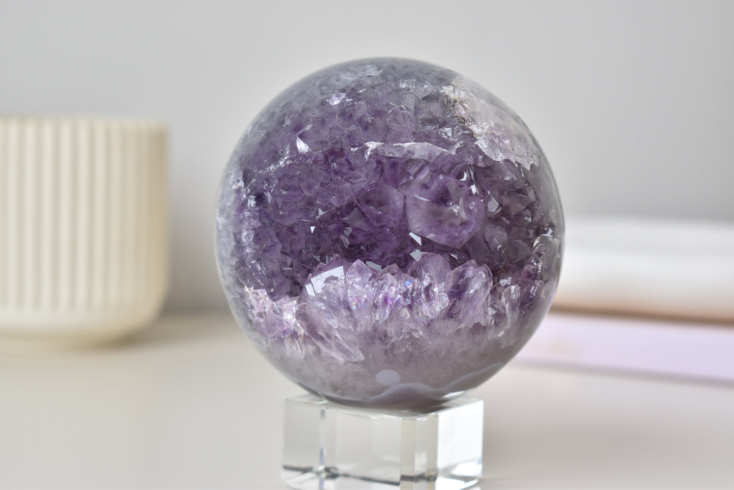 Lagre Amethyst Cluster Sphere 926g,89mm (video)